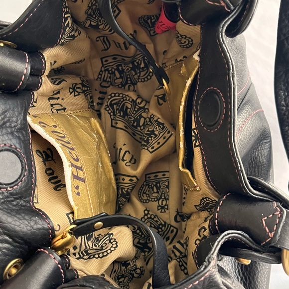 Juicy Couture Y2K Leather Scotty Dog Black & Gold Handbag - Picture 8 of 13